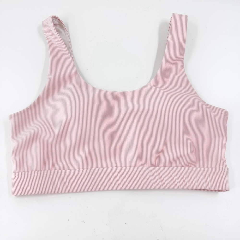 ✅ ZYIA PINK AND WHITE STRIPED‎ SPORTS BRA SIZE 2XL WITH PADDING